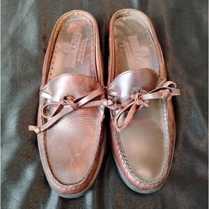 sebago brown slip on shoes women's size 7 vintage chunky heel casual leather